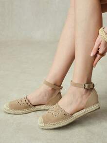 Styleloop Ladies, Straw Rope, Buckles, Flat Shoes. Fall Shoes - Khaki - View 12