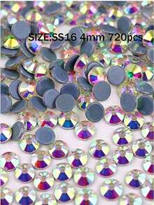 DMC Round SS6- SS50 2mm-10mm Clear And Crystal AB High Quality Hotfix Stones Hot Fix Rhinestone Glitter Flatback Crystal Strass Iron On Rhinestones For Garment Sewing & Fabric Dress Bag Shoes Decorations - Black and White - View 9