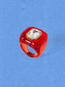Popjeli Resin Dopamine Niche Personalized Glass Water Diamond Ring - Multicolor 2 - View 11