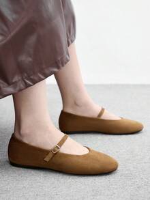 CUCCOO BIZCHIC Round Toe Women's Shoes, Low Vamp Comfortable Solid Color Flats, Suitable For Leisure Commuting And Versatile Vacation - Brown - View 6