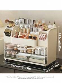 1pc Large Capacity Cosmetic Storage Box, Desktop Organizer For Skincare, Lipstick, Makeup Brushes, Face Masks, Suitable For Bathroom Countertop, Dorm, Vanity Table, Bedroom Decor, Back To School - Multicolor - View 8