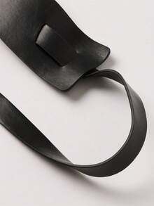 MUSEYN Black Faux Leather Wrap Thread Through Belt Fall Autumn Winter - Black - View 5