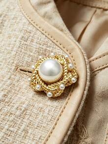 1 Pack 10 Pcs Palace Style Flower Shaped Pearl Metal Buttons Decorative Fasteners For Suits Coats Outerwear Sweaters Fur Garments Hand‑Sewn Clothing Sewing Accessories - 10pcs - View 2