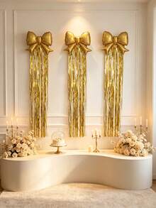 4-Piece Bowknot Rain Curtain Set, Suitable For Birthday Parties, Photo Backdrops, Bridal Gift-Giving Events, Wedding Party Decorations, And Anniversary Indoor/Outdoor Party Supplies. - Section B - View 1