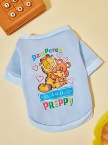 GARFIELD | PETSIN 1pc Kitten Holding Teddy Bear Doll, Printed Pet Sweater With Heart And Letters, Soft And Comfortable Warm Pet Clothing - Multicolor - View 1
