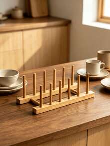 Bamboo Dish Plate Storage Rack Multi‑Functional Kitchen Desktop Drying Holder Drainage Cup Stand Tableware Organizer For Bowl Plate Teacup Tea Set Household Countertop Kitchen Storage Accessory Tabletop Sundries Holder - multicolor - View 11
