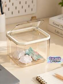 Cute Square Mini Transparent Desktop Trash Can High‑Appearance Small Paper Basket Household Waste Bin For Dorm Living Room Bedroom Compact Desk Garbage Holder Practical Dorm Desktop Daily Household Waste Accessory - multicolor - View 1