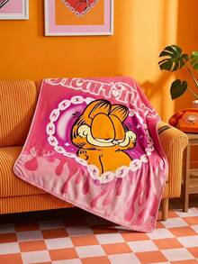GARFIELD | Joivida 1pc Cartoon Flannel Thick Blanket - Soft, Warm & Anti-Shedding, Y2K Cute Pajama Style, Multiple Sizes Available, Suitable For Sofa, Bed & Napping - Garfield Pink - View 1