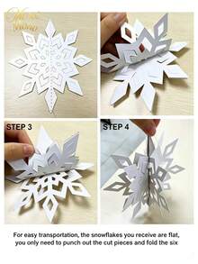 Muroi Mono 3D Paper Snowflake String Pendant - Christmas Decorations For Home, Room, And Shopping Mall Window - Hanging Snowflake Charm With Delicate Design - White three-dimensional snowflake pendant cover - View 8