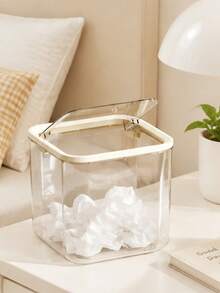 Cute Square Mini Transparent Desktop Trash Can High‑Appearance Small Paper Basket Household Waste Bin For Dorm Living Room Bedroom Compact Desk Garbage Holder Practical Dorm Desktop Daily Household Waste Accessory - multicolor - View 10
