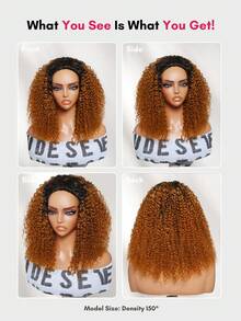 Black To Rich Copper Ombre Curly Half Wig Flip Over Glam-Ready Dark Roots Beginner-Friendly Daily Styling Flip Over Style Beginner-Friendly Glueless Drawstring Fit All Head Sizes 100% Human Hair Beginner Friendly Quick Wear - S1B88J - View 4