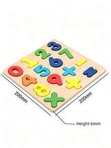 MINKOJA 1Pc Wooden Alphabet Number Shape Puzzle Board, Montessori Educational Learning Toy For Toddlers Kids Age 3+, Early Cognition Matching Game Gift - Multicolor - View 2