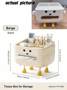 1pc Cute Napkin Holder Desktop Organizer, Remote Control Storage Box, Decorative Tissue Napkin Holder, Tabletop Sundries Storage Container, Practical Desk Tidy Organizer For Living Room, Bedroom, Bedside, Coffee Table, Home Office Countertop Decor - Multicolor - View 11