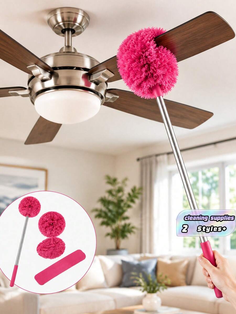 Extendable Microfiber Ceiling Fan Duster Cleaning Brush, 13 To 31.5 Inches Adjustable, Washable, Ideal For High Ceilings, Furniture, And Car Cleaning, Multi-Functional Dusting Cleaning Tool, Easy To Clean, Household Cleaning Supplies - Multicolor - View 1