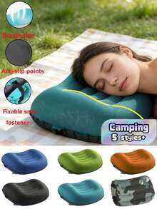 1/3 Pcs Portable Inflatable Pillow Outdoor Nap Pillow Multi-Color Jacquard TPU Inflatable Pillow For Traveling Camping Napping Desk Rest For Men Women Gift For Vacation And Outdoor Use Camping Essentials Accessories Holiday Essentials - Multicolor - View 1