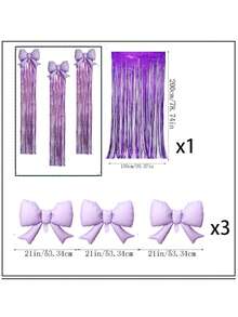 4-Piece Bowknot Rain Curtain Set, Suitable For Birthday Parties, Photo Backdrops, Bridal Gift-Giving Events, Wedding Party Decorations, And Anniversary Indoor/Outdoor Party Supplies. - Section B - View 6