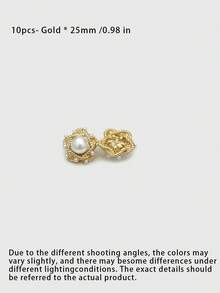 1 Pack 10 Pcs Palace Style Flower Shaped Pearl Metal Buttons Decorative Fasteners For Suits Coats Outerwear Sweaters Fur Garments Hand‑Sewn Clothing Sewing Accessories - 10pcs - View 5