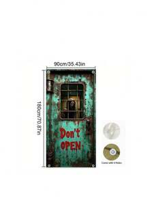 Halloween Door Curtain Decoration, Halloween Background Banner, Spooky Atmosphere Decor, Witch & Skull Door Cover - multicolor - View 12