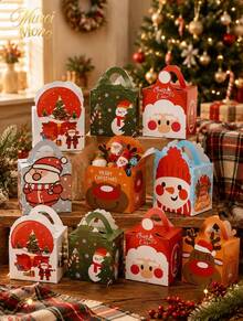 Muroi Mono 6PCS/12PCS Christmas Hand‑Held Gift Boxes, Fresh And Healing Cartoon Style, Fold‑Free Easy‑To‑Assemble Paper Boxes, For Storing Small Festive Snacks, Christmas Party Favours And Gift Repackaging - View 10