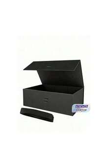 3 PiecesLuxury Gift Box Set, Magnetic Closure, With Ribbon. Ideal For Groomsman Proposal, Wedding, Christmas, Halloween, Birthday Gifts (Black). - Black - View 1