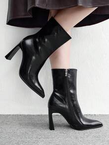 CUCCOO BIZCHIC Classic Western-Style Women's Low-Heeled Platform Boots, Suitable For Daily And Festive Occasions In Autumn And Winter - Classic Black - View 1