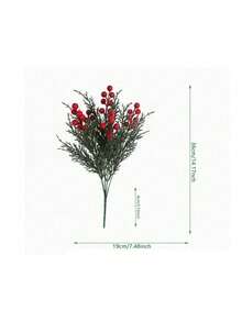 Cirelle 3/5pcs Artificial Christmas Red Berry Stems & Pine Needles | Faux Winter Berry Pine Picks For Holiday Home Decor, Vase Filler & Christmas Tree Decor - Multicolor - View 14