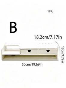 Support surélevé multifonction pour écran d'ordinateur, organisateur de bureau avec tiroir, étagère de rangement surélevée pour bureau de bureau - Blanc - Voir 8