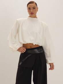 MUSEYN Black Faux Leather Wrap Thread Through Belt Fall Autumn Winter - Black - View 2