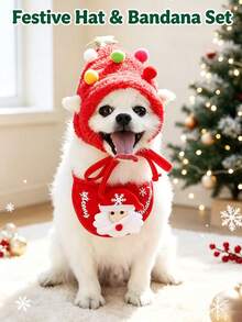 PETSIN 1 圣诞帽、口水巾、节日派对宠物装饰、宠物围兜、宠物装扮配件、适用于猫狗、宠物用品 - 彩色 - 查看 8