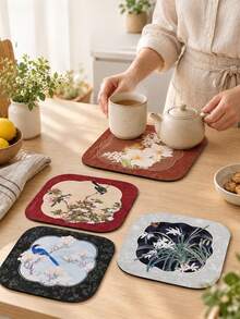 Haus Hana Diatomite Water‑Absorbent Table Mat, Quick‑Drying Tea Coaster Tea Mat, Heat‑Insulating Drainage Pad For Tea Cup & Tableware - Multicolor - View 5