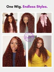 ALL READY WIG 紅棕色水波紋假髮 Bye-Bye Slip 7*5 蕾絲封口 無膠黏 亮麗流暢波浪 度假風 預剪預拔預漂 透明蕾絲 分線靈活 抽繩可調 適合所有頭圍 100% 真人髮 初學者友善 - S33 - 查看 4