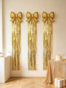 4-Piece Bowknot Rain Curtain Set, Suitable For Birthday Parties, Photo Backdrops, Bridal Gift-Giving Events, Wedding Party Decorations, And Anniversary Indoor/Outdoor Party Supplies. - Section B - View 3