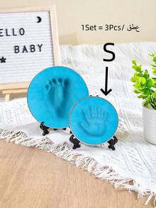 Hundred-Day/One-Year-Old Gift, Newborn Handprint And Footprint Commemorative Tool Set 3-Piece Set Including Handprint Mud + Bracket + Mold - Multicolor - View 17