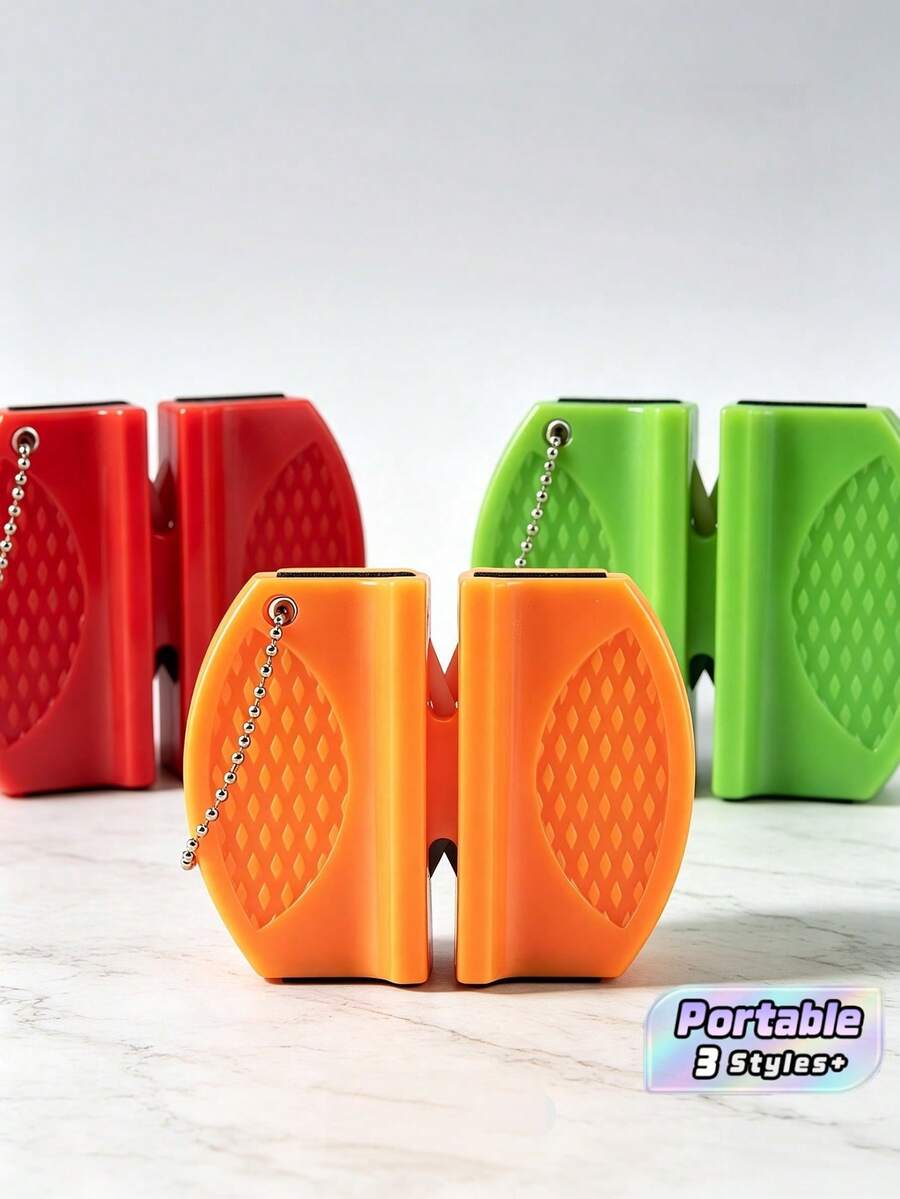 Portable Handheld Knife Sharpener, Mini Dual Grind Slots Kitchen Knife Sharpening Tool, Pocket Size Quick Sharpening Tool For Home Kitchen Knives - Multicolor - View 1