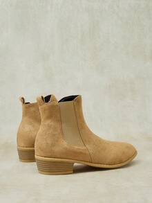 Styleloop Women's Ankle Boots & Ankle Boots, Slip-On Elastic Boots, Solid Color Pointed Toe Street Rider Boots - Grey 0032 - View 12