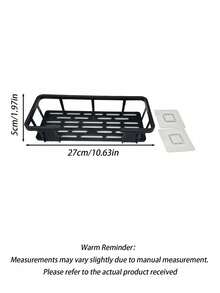 2pcs Wall-Mounted Bathroom Shelves, No Drilling Required - Large Capacity, Lightweight, Space-Saving Makeup And Toiletry Storage Rack, Stylish Metal Design, Hypoallergenic Plastic, Suitable For Bathroom And Kitchen, Bathroom Accessories - Black - View 10