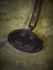 BATMAN X SHEIN 時尚黑色鋅合金可調節尺寸項鍊，適合禮品、收藏與紀念 - 槍黑色 - 查看 2