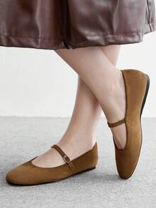CUCCOO BIZCHIC Round Toe Women's Shoes, Low Vamp Comfortable Solid Color Flats, Suitable For Leisure Commuting And Versatile Vacation - Brown - View 4