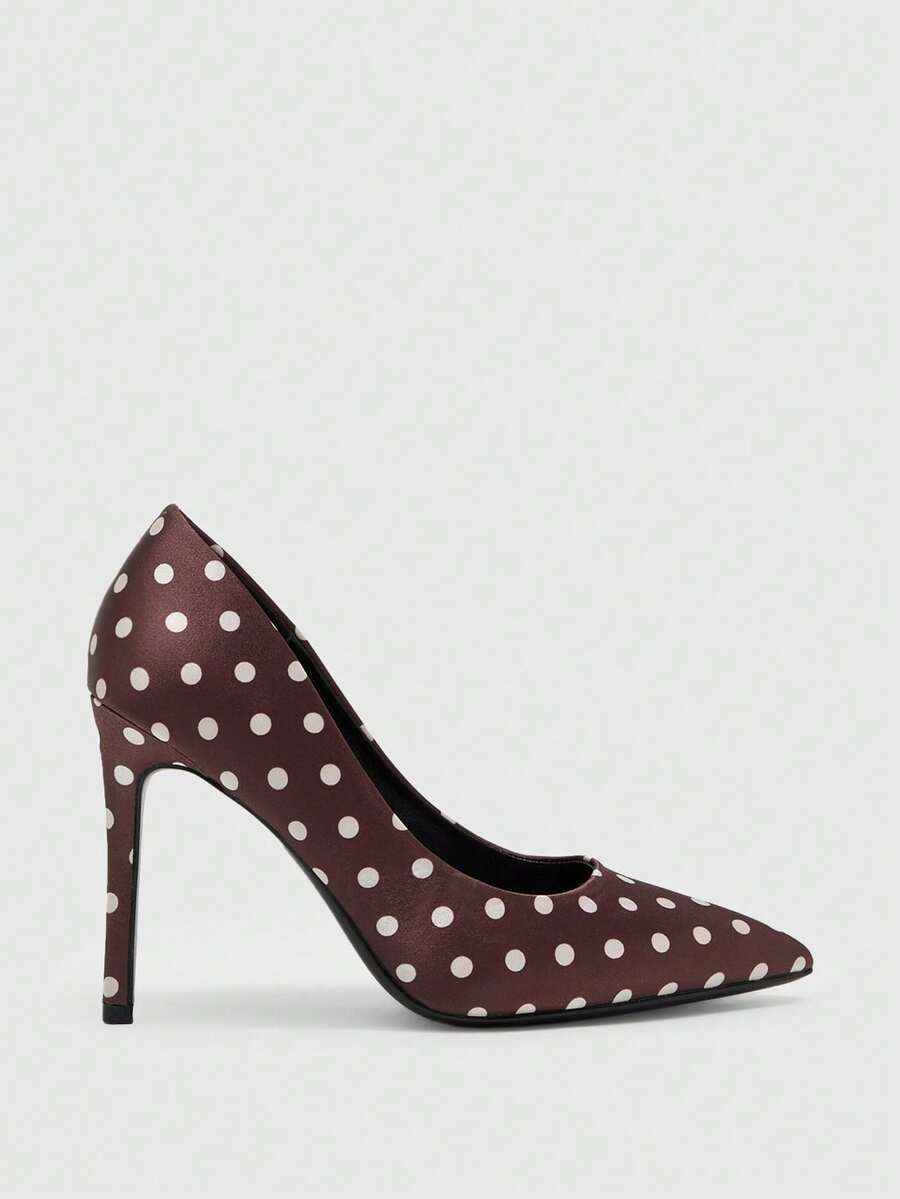 CUCCOO BIZCHIC Women's Fashion Commuter Versatile Simple High Heel Shoes - Polka dot brown - View 1