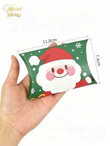 Muroi Mono Multi‑Pack Pillow‑Shaped Christmas Paper Gift Boxes, Cartoon‑Style Festive Design, Printed With Santa Claus, Snowmen And Elks, Suitable For Packaging Candies, Small Gifts And Party Favors - View 3