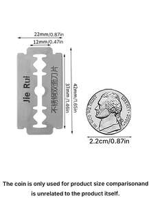 Double-Edged Razor Blade For Hairdresser, Men's Razor Blade, Stainless Steel Professional Haircut Tool - Black - View 3