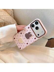 ShellaStory 可愛兔子與熊波點手機殼，適用於 Phone 18 Pro、Phone 16，3D 簡約可愛軟殼，適用於 Phone 17 與 18，女孩子氣、幾何、卡通風、撞色、小眾、軟妹風 - 莓粉 - 查看 4
