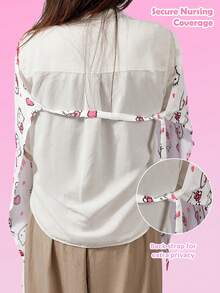 HELLO KITTY AND FRIENDS | SHEIN 1件卡通可愛印花哺乳睡袍，外出嬰兒推車遮蓋罩，柔軟舒適，四季日常使用 - 彩色 - 查看 5