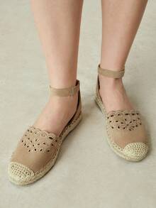 Styleloop Ladies, Straw Rope, Buckles, Flat Shoes. Fall Shoes - Khaki - View 8