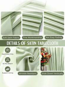 1 buah Taplak Meja Persegi Panjang Satin, Tahan Pudar dan Bebas Kerut untuk Dekorasi Pesta Pernikahan, Perjamuan, Hotel, Restoran, dan Ruang Makan Rumah yang Elegan - Sage Green - View 8