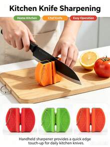 Portable Handheld Knife Sharpener, Mini Dual Grind Slots Kitchen Knife Sharpening Tool, Pocket Size Quick Sharpening Tool For Home Kitchen Knives - Multicolor - View 7