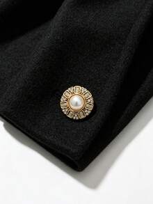 1 Pack 10 Pcs High End Hollow Rope‑Threading Metal Buttons Pearl Rhinestone Inlaid Elegant Decorative Fasteners For Fur Coats Sweaters Suits Outerwear Hand‑Sewn Clothing Sewing Accessories - 10pcs - View 2