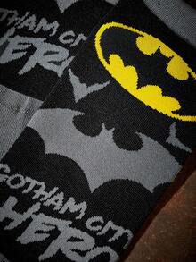 BATMAN X SHEIN 1雙蝙蝠卡通圖案襪子 - 黑色 - 查看 3