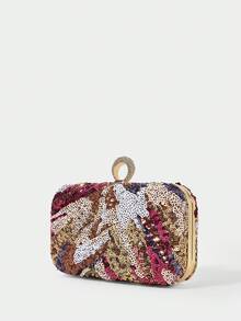 SHECARRY Ladies Fashionable Elegant Simple Classic Colorful Flowers Plants Sequins Dinner Bag, Clutch Bag, Party Dating Banquet Afternoon Tea Wedding - Multicolor - View 3