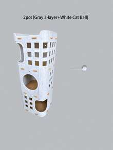 Hollowed-Out Felt Cat House, Multi-Level Ventilated Kitten Apartment Tree, All-Season Indoor‑Outdoor Cat Bed, With Built‑In Scratching Posts, Resting Areas, And Hiding Caves, Enclosed Cat Tower Villa, Durable Cat Furniture And Toy - Multicolor - View 14